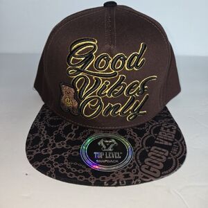 Good Vibes Only Top Level Hat Snapback Cap Brown/Black Adjustable NWT NEW